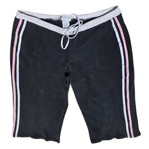 Y2k Coquette Black Capris CW Sport Pink Stripe Size XL